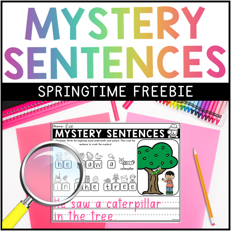 free reading activities mystery sentence literacy center kindergarten and first grade