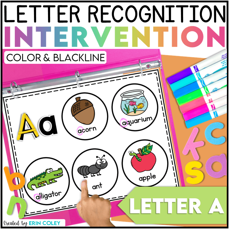 free reading activities  letter recognition intervention kindergarten and first grade