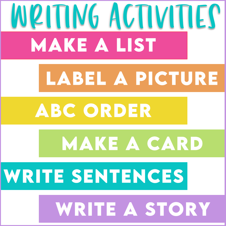 Six different types of writing center activities.