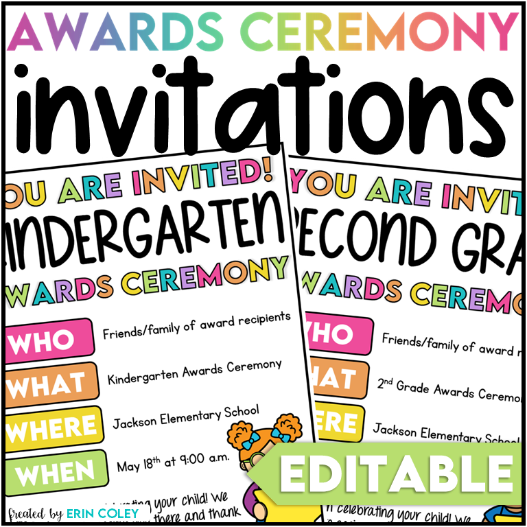 editable awards ceremony invitations for end of year ceremonies and graduations