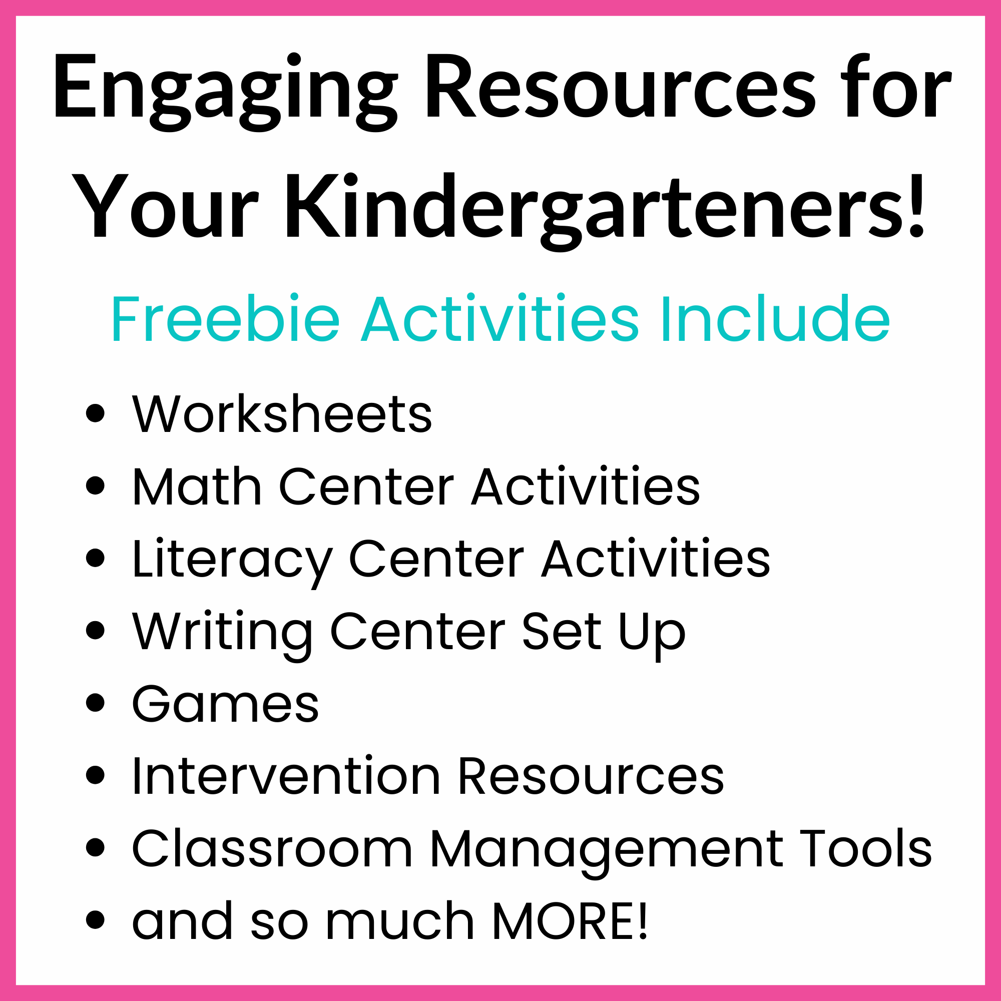 kindergarten free resources