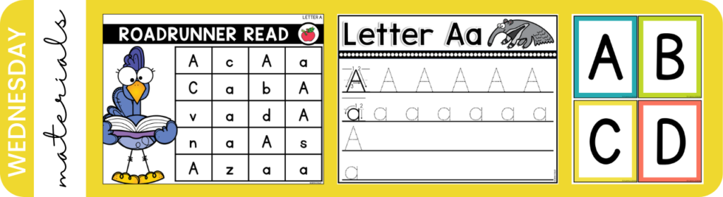 Letter Identification for Struggling Students - Wednesday Material List