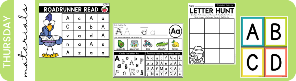 Letter Identification for Struggling Students -Thursday Material List