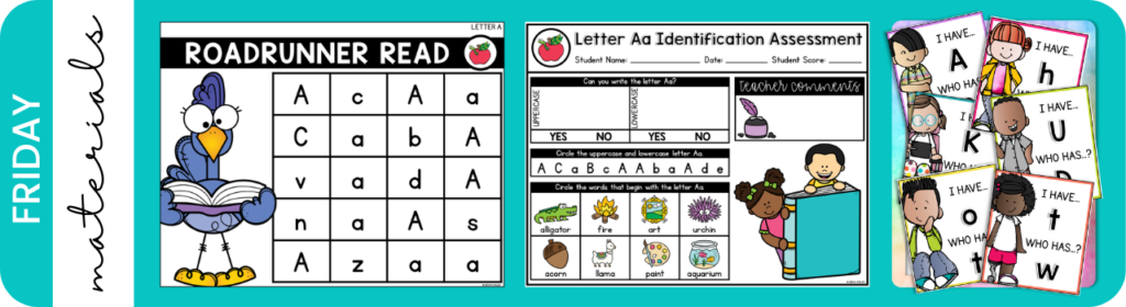 Letter Identification for Struggling Students -Friday Material List