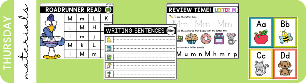 Letter Sound Recognition Activitiesfor Struggling Students - Thursday Materials