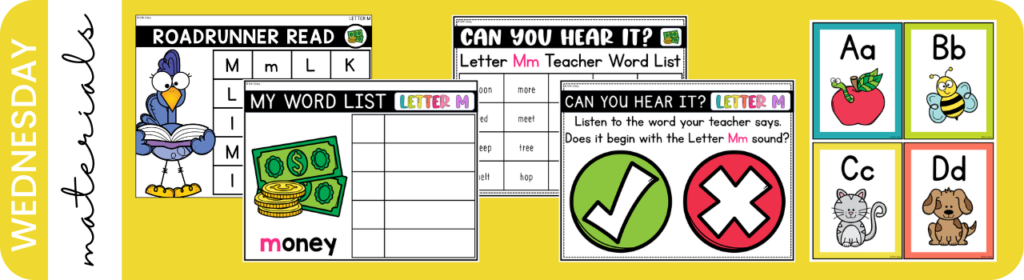 Letter Sound Recognition Activities for Struggling Students - Wednesday materials