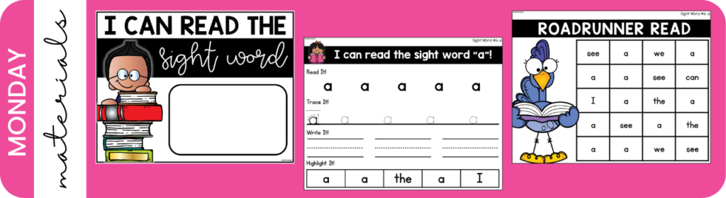 Teaching the sight word a in kindergarten